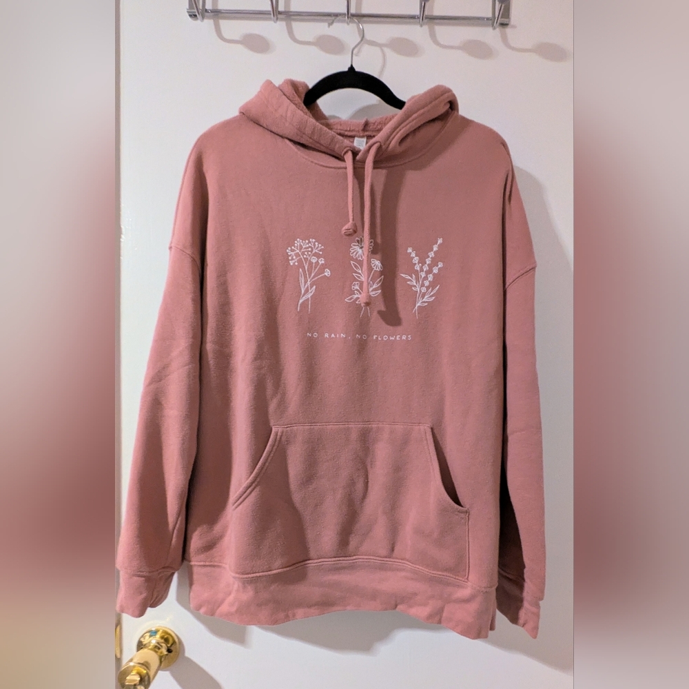 🌸 Wholesome Culture Fleece Hoodie Sweatshirt No Rain No Flowers